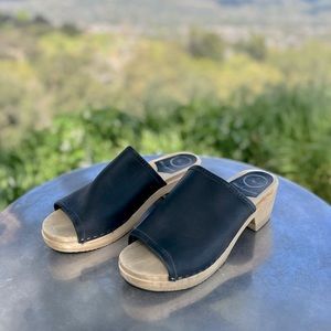 No. 6 Clog Sandals, Black Leather